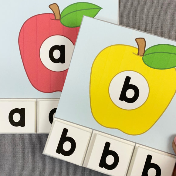 apple letter sorting activity for preschool and kindergarten