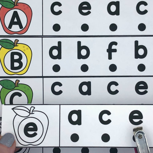 apple alphabet punch strips for preschool and kindergarten