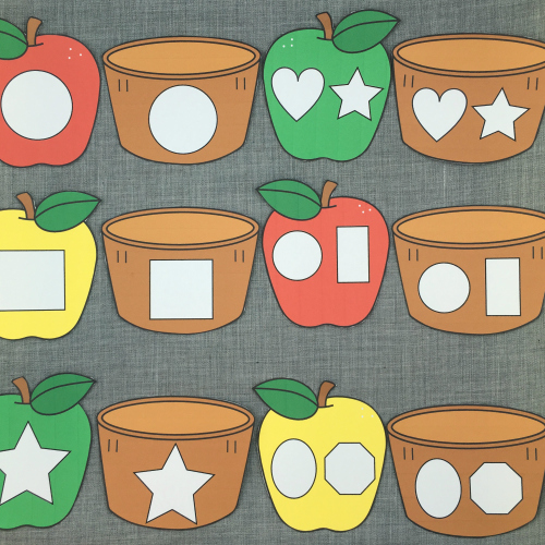 apple shape match for preschool and kindergarten