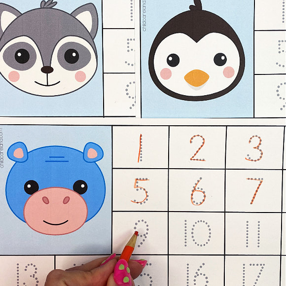 baby animal number tracing for early childhood number recognition and fine motor development