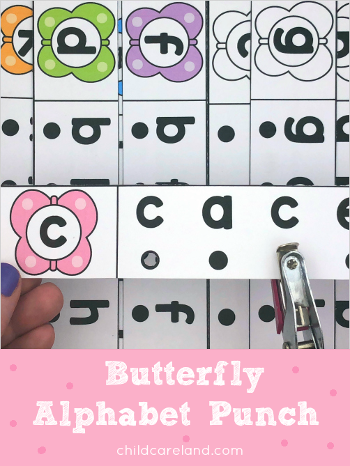 butterfly alphabet punch for preschool and kindergarten