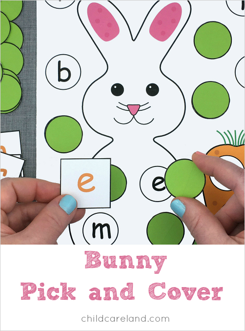 bunny alphabet pick and cover for preschool and kindergarten