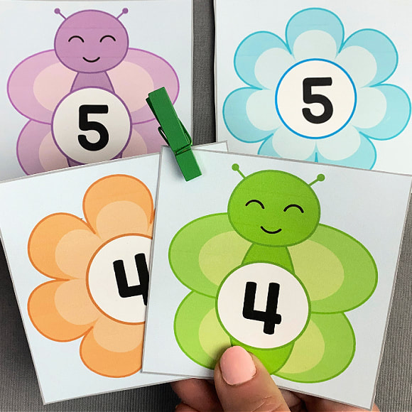 butterfly and flower number matching activity for preschool and kindergarten