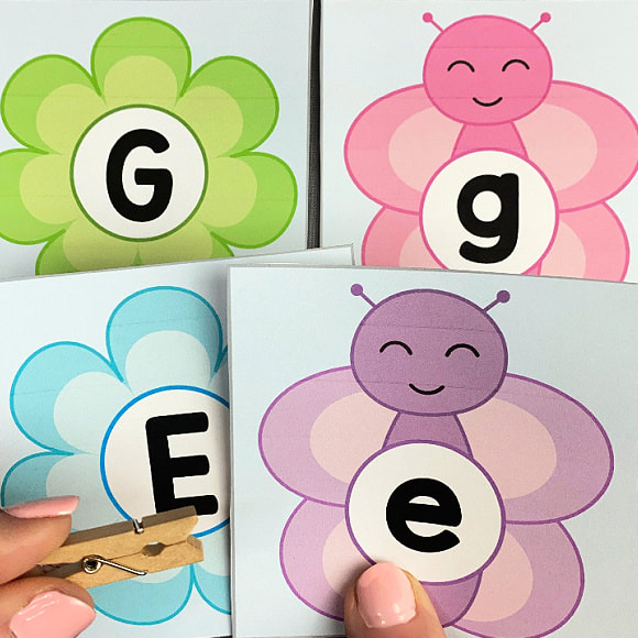 butterfly and flower letter matching activity for preschool and kindergarten
