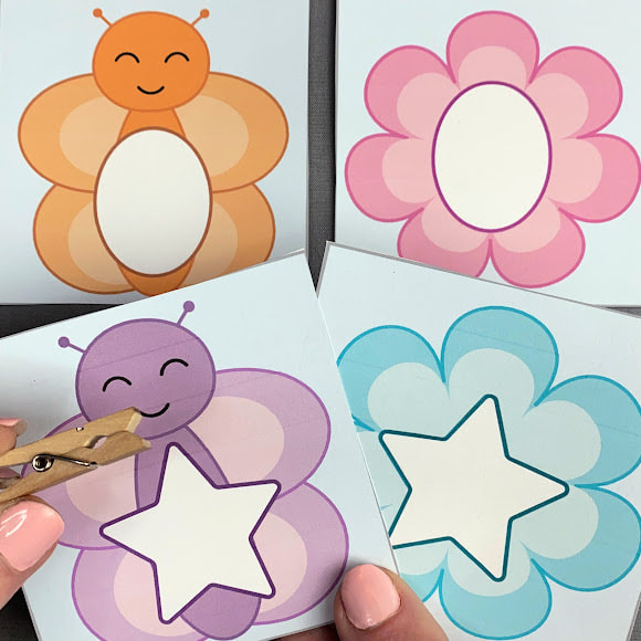 butterfly and flower shape matching activity for preschool and kindergarten