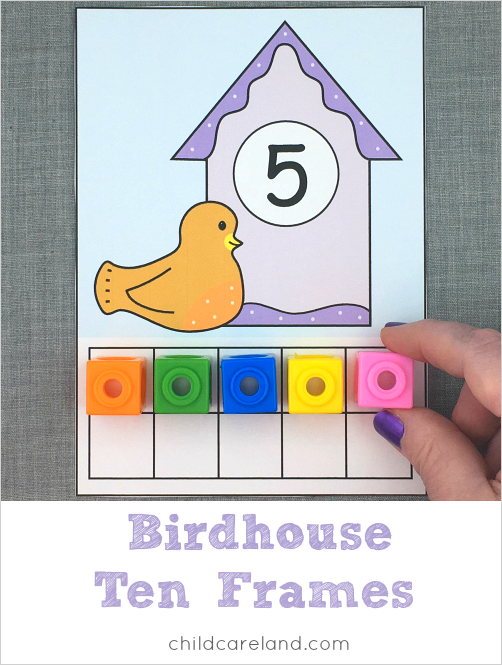 birdhouse ten frames mat for preschool and kindergarten