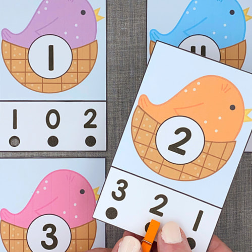 spring bird number punch for preschool and kindergarten