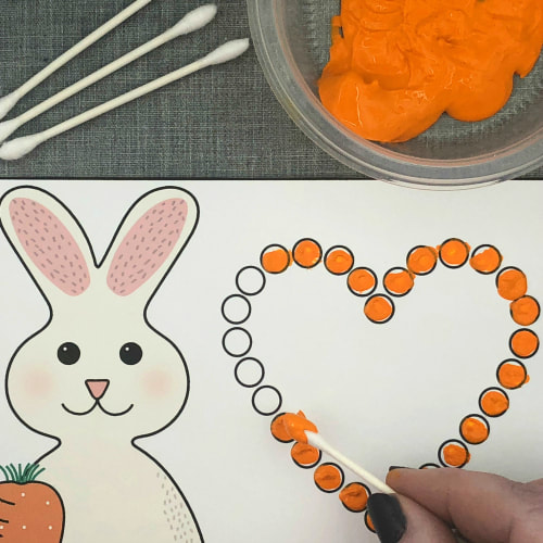 bunny shape fine motor dots for preschool and kindergarten
