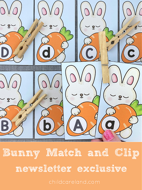bunny alphabet match and clip for preschool and kindergarten