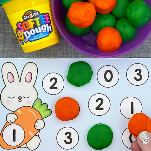 bunny number cover-up mats for preschool and kindergarten