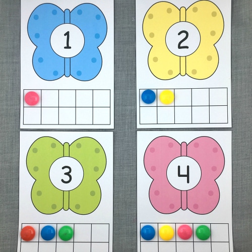 butterfly ten frames for preschool and kindergarten match