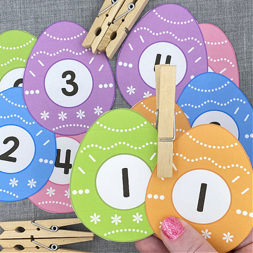 egg number match and clip for preschool and kindergarten