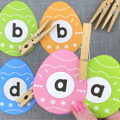 egg alphabet match and clip for preschool and kindergarten