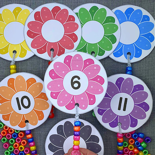 flower bead lacing for preschool and kindergarten