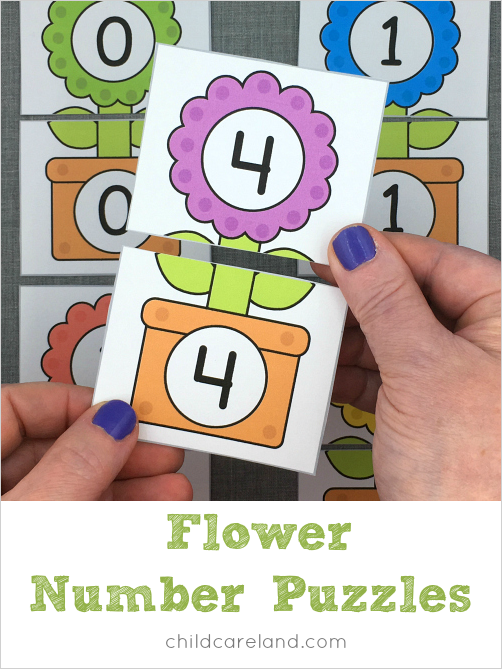 flower number puzzles for preschool and kindergarten