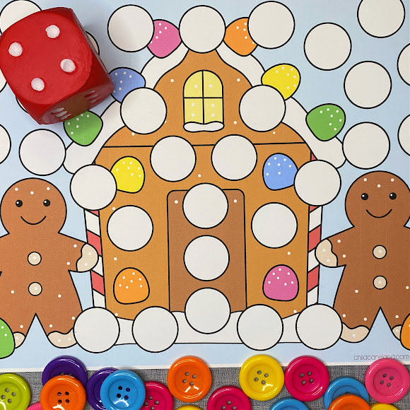 gingerbread roll and cover early math and fine motor development activity for preschool and kindergarten
