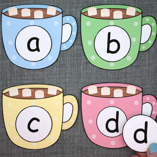 hot cocoa alphabet match for preschool and kindergarten