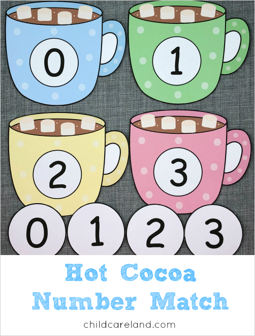 hot cocoa number match for preschool and kindergarten