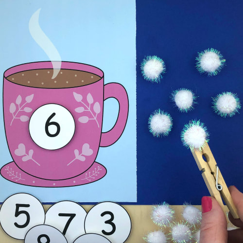 hot chocolate math mats for preschool and kindergarten