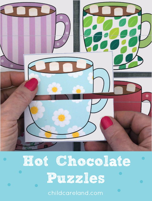 hot chocolate puzzles for preschool and kindergarten