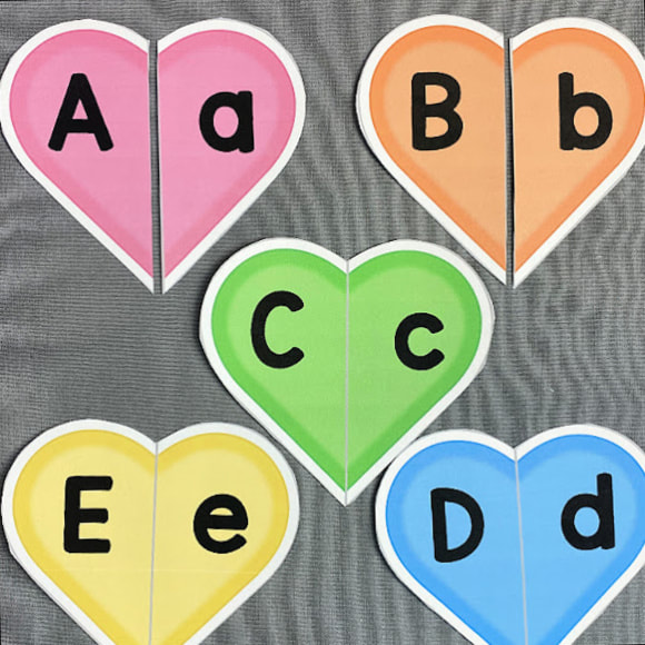 heart letter and number puzzles for preschool and kindergarten