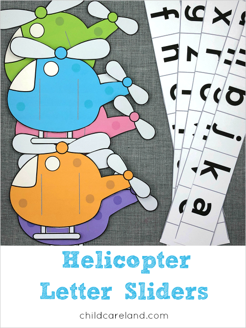 helicopter letter sliders for preschool and kindergarten