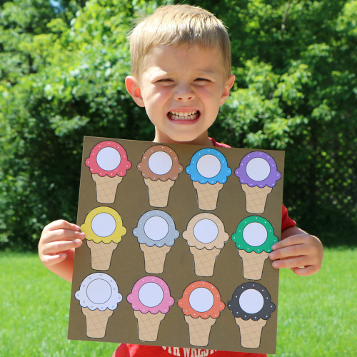 ice cream cone color match for preschool and kinderprep