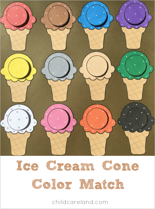 ice cream cone color match for preschool and kindergarten