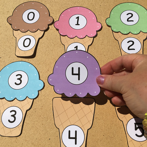 ice cream number match for preschool and kindergaten