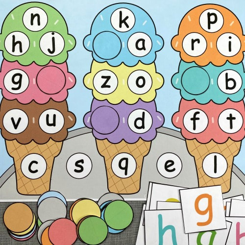 ice cream alphabet pick and cover for preschool and kindergarten