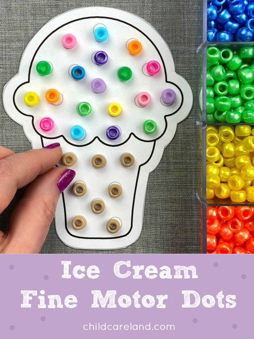 ice cream fine motor dots for preschool and kindergarten