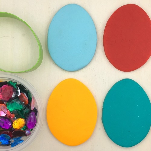 playdough jeweled eggs for preschool and kindergarten