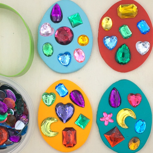 playdough jewled eggs for preschool and kindergarten