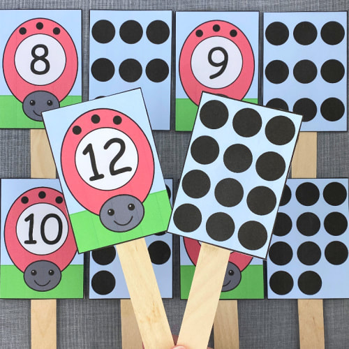 ladybug number match sticks for preschool and kindergarten