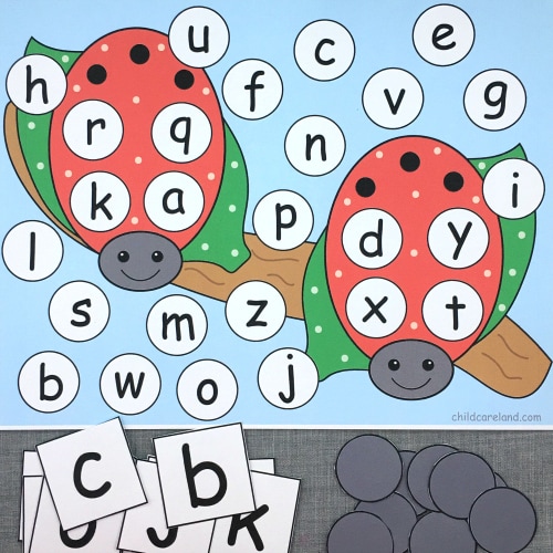 ladybug alphabet pick and cover for preschool and kindergarten