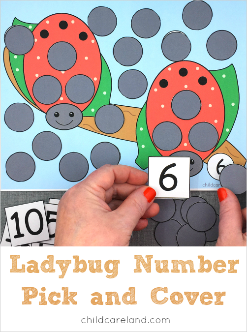 ladybug number pick and cover for preschool and kindergarten