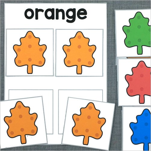 fall leaf color sort for preschool and kindergarten