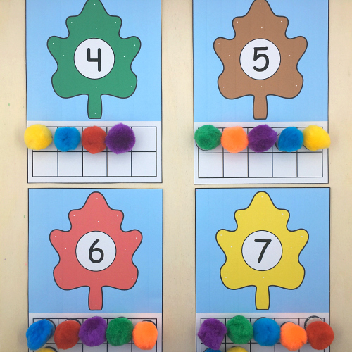 fall leaf ten frames for preschool and kindergarten math