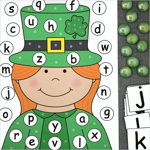 leprechaun alphabet pick and cover for preschool and kindergarten