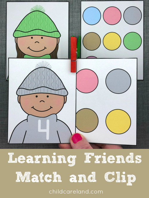 learning friends number match and clip for preschool and kindergarten