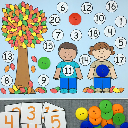 fall number pick and cover for preschool and kindergarten