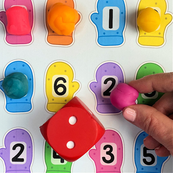 mitten roll and cover math and fine motor activity for preschool and kindergarten