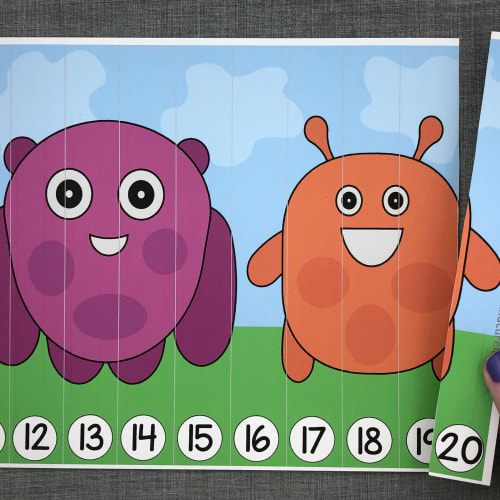 monster number sequence puzzle for preschool and kindergarten