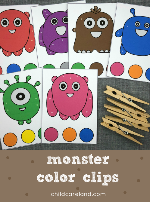 monster color clip for preschool and kindergarten