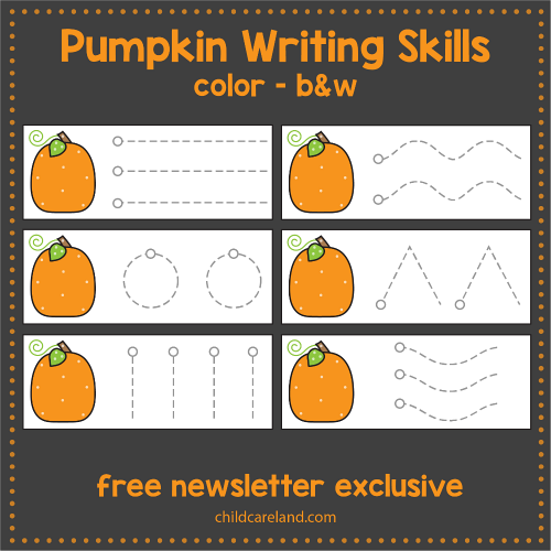 pumpkin writing skills for preschool and kindergarten