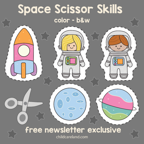 space scissor skills sheets for preschool and kindergarten