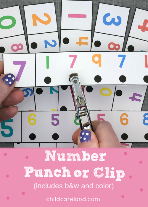 number punch or clip for preschool and kindergarten