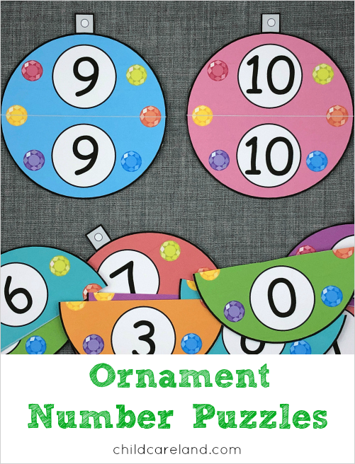 ornament number puzzles for preschool and kindergarten