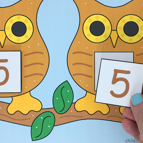 owl number match for preschool and kindergarten