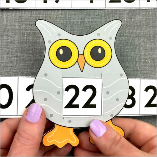 owl numbers sliders for preschool and kindergarten math